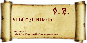 Világi Nikola névjegykártya